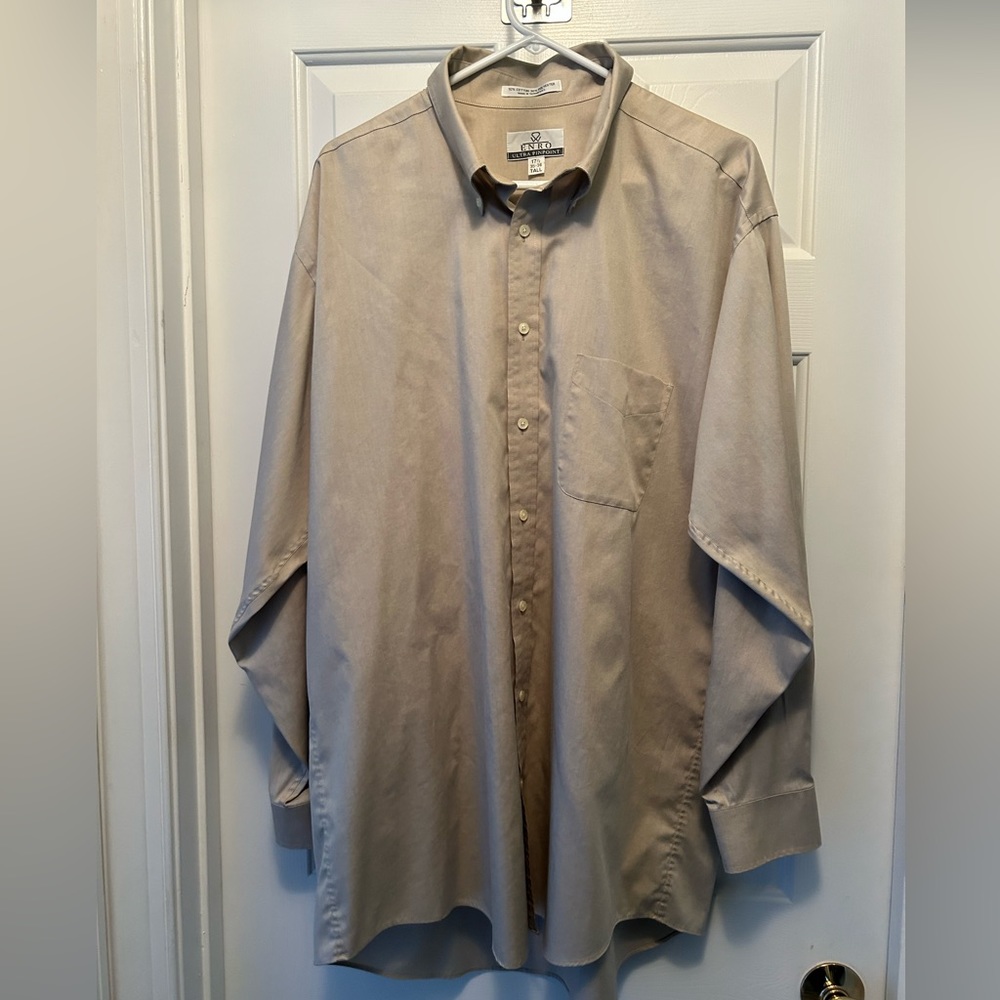 Enro long sleeve dress shirt for men size 17.5 tan color